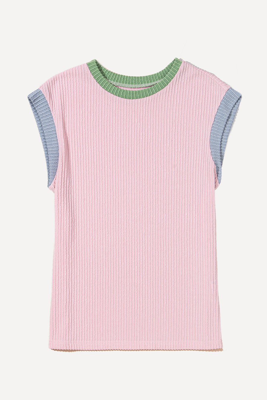 Color Block Corded Crew Neck T-Shirt- 2 Colors