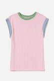Color Block Corded Crew Neck T-Shirt- 2 Colors