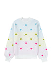 Multicolored Hearts Color Block High Neck Sweater