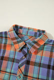 Red Plaid Print Drop Sleeve Loose Shirt Shacket