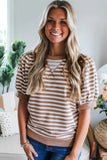 Striped Short Bubble Sleeve T-Shirt- 3 Colors