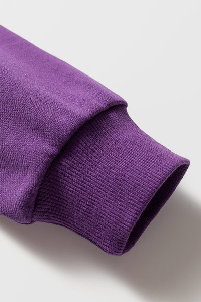 Navy Blue Preppy Striped Sleeve Loose Sweatshirt