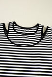 Black & White Striped Cutout Long Sleeve Top