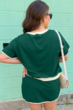 Plus Size Contrast Trim T-Shirt and Skort Two Piece Set- 3 Colors