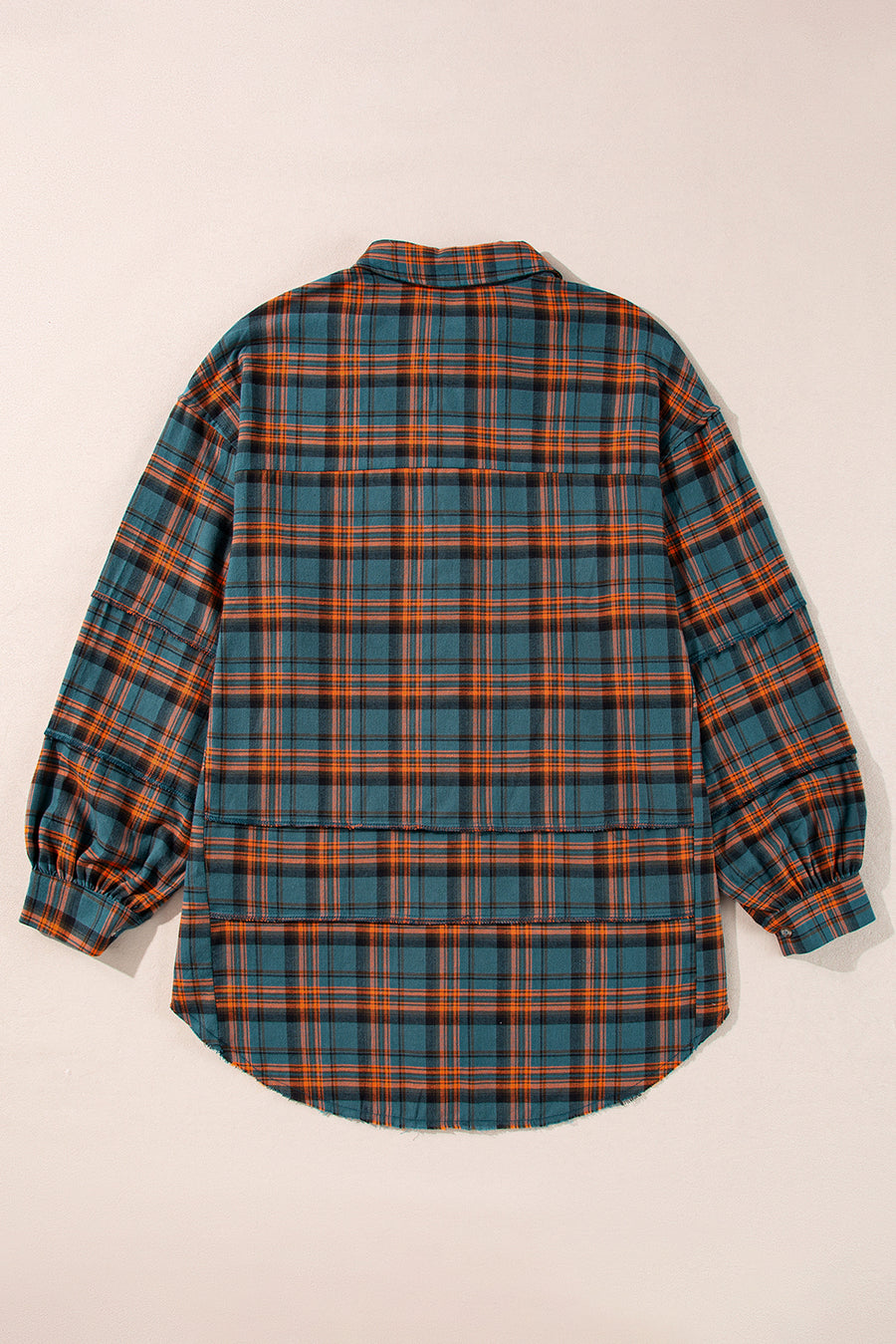 Green Plaid Long Sleeve Collar Shirt Shacket