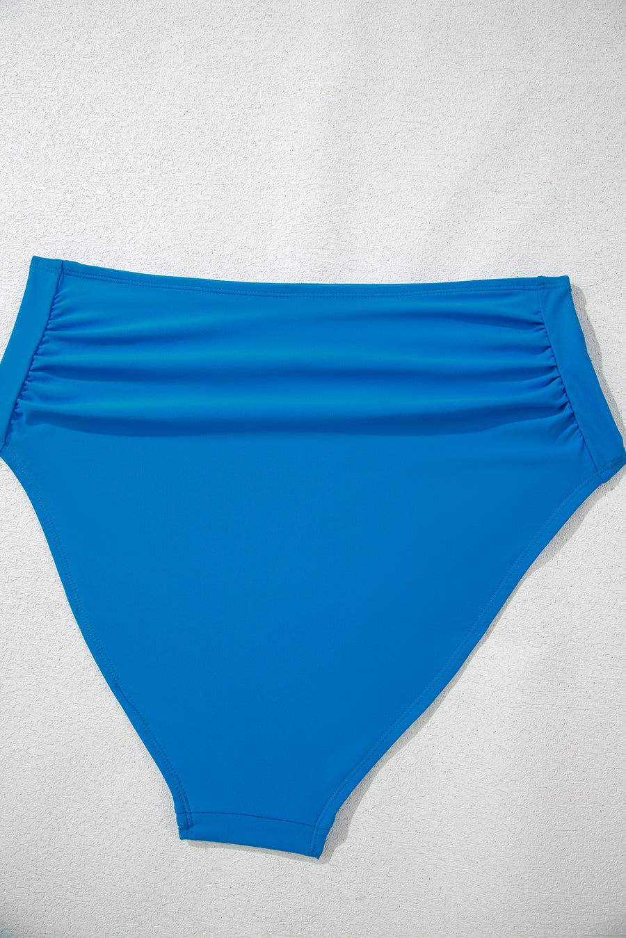 Color Block Pleated High-Waisted Tankini