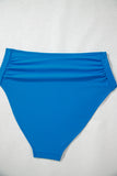 Color Block Pleated High-Waisted Tankini