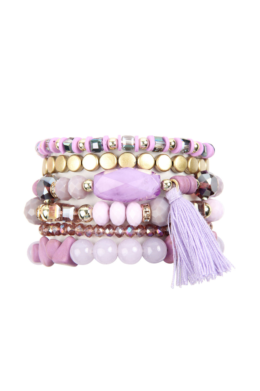 Beaded Stretch Tassel Charm Bracelet- 8 Colors
