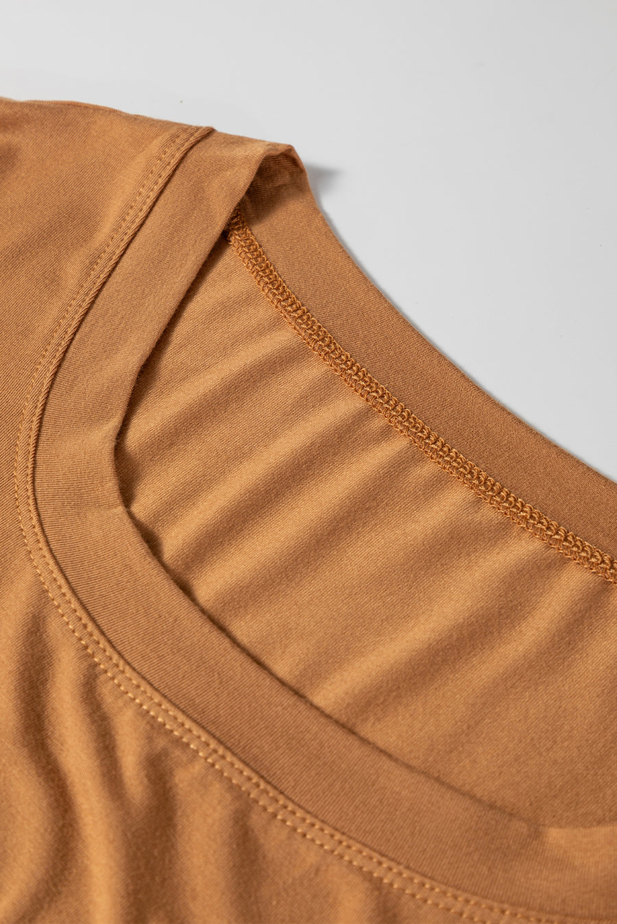Chestnut Solid Color Long Sleeve Slim Fit Top