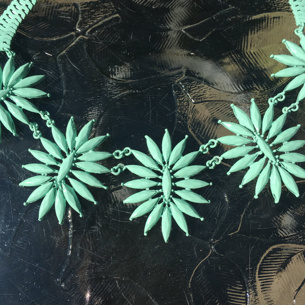 Floral Coated Necklace Set- Mint