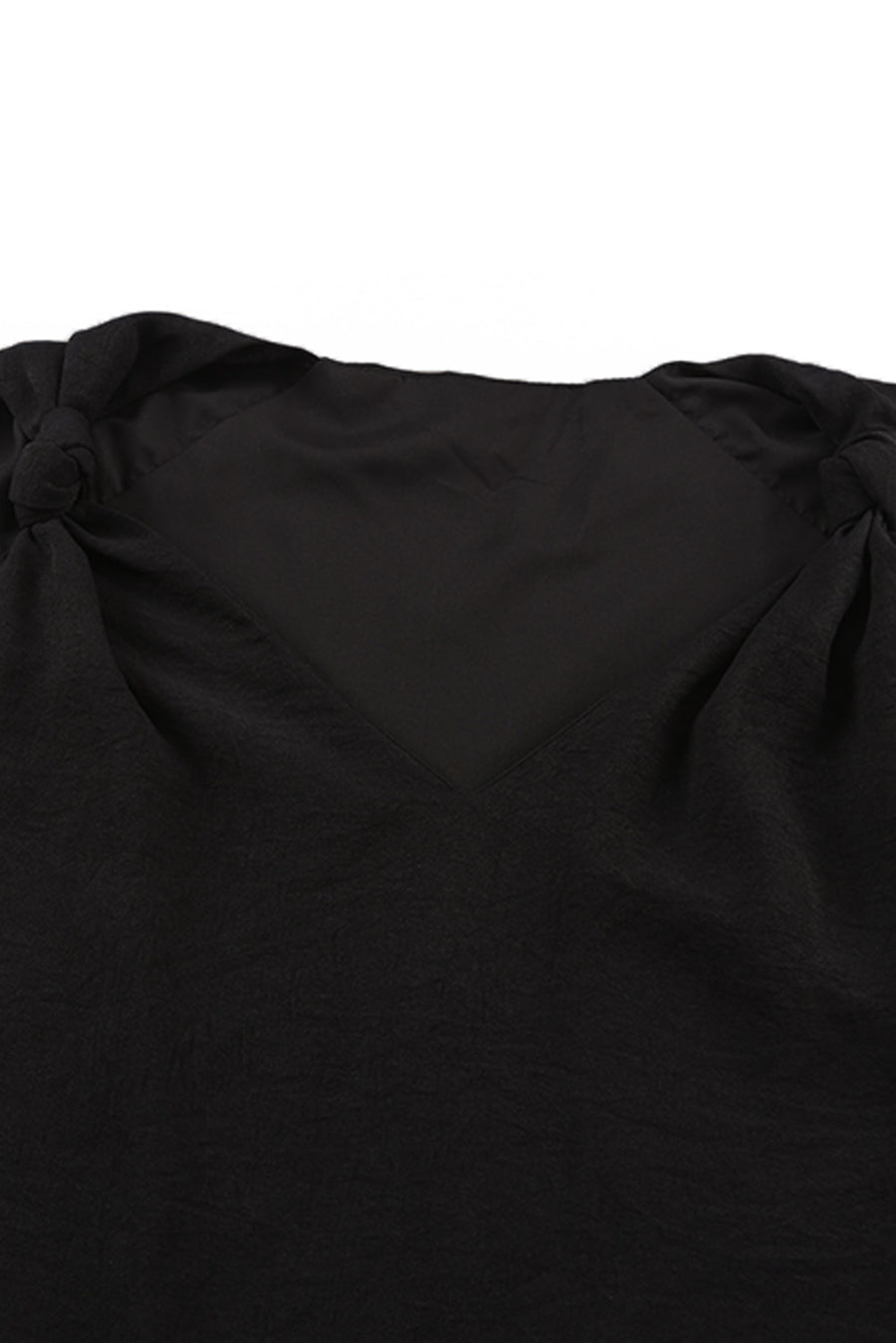 Black V-Neck Knotted Shoulder Tank Top