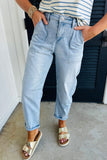 High Rise Relaxed Fit Porkchop Pockets Jeans