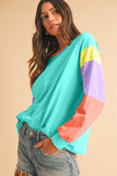 Color Block Long Sleeve Loose Fit Top- 3 Colors