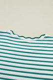 Striped Scalloped Trim Crew Neck Short Sleeve T-Shirt- 5 Colors