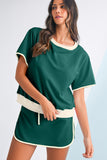 *Pre-Order* Color Block Drop Shoulder T-Shirt and Skort Set- 5 Colors