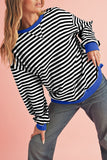 Striped Contrast Trim Oversized Sweatshirt- 4 Colors