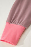 Color Block Striped Patchwork Exposed Seams Side Slits Sweatshirt