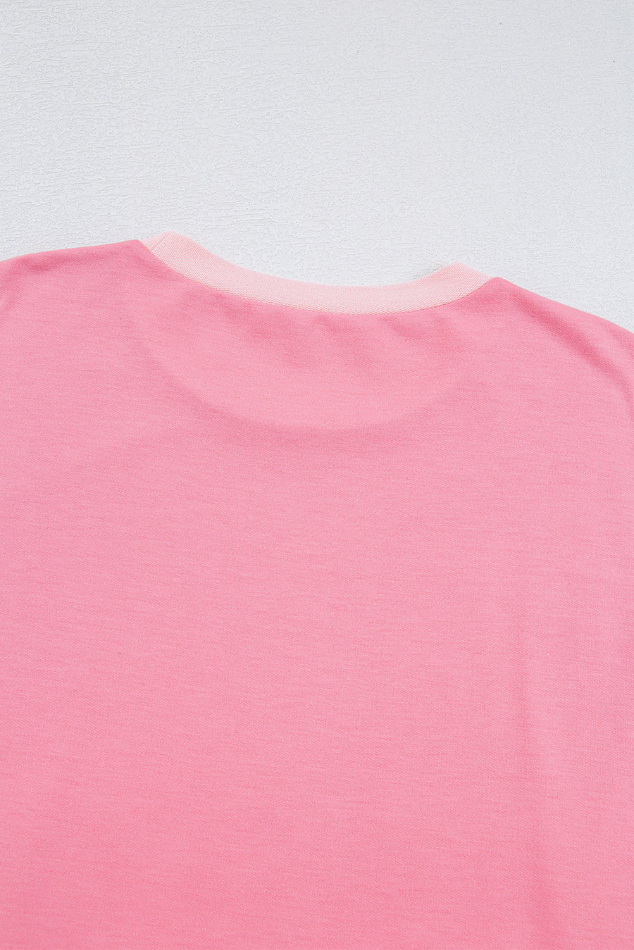 Peach Exposed Seam High-Low Side Slit Short Sleeve T-Shirt