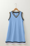 Contrast Trim V-Neck Sleeveless Mini Dress- 2 Colors