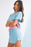 *Pre-Order* Color Block Drop Shoulder T-Shirt and Skort Set- 5 Colors