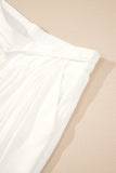 White Pleated Loose Fit Wide Leg Pants