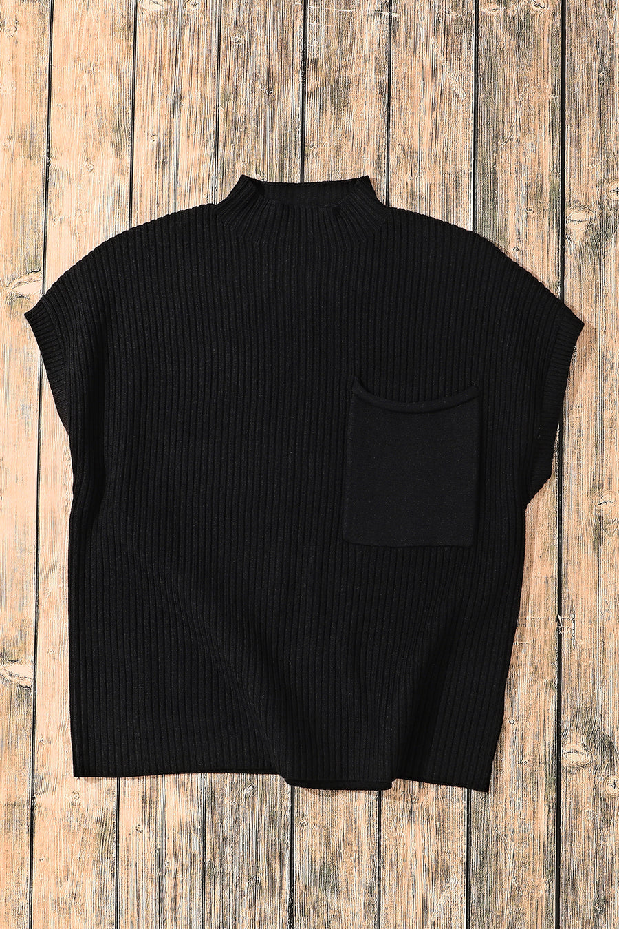Green Pocket Ribbed Knit Short Sleeve Sweater- 9 Colors