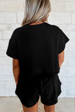 Cropped Tee and Curved Hem High Waist Skort Set- 2 Colors