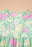 Short Bubble Sleeve Summer Floral Blouse A