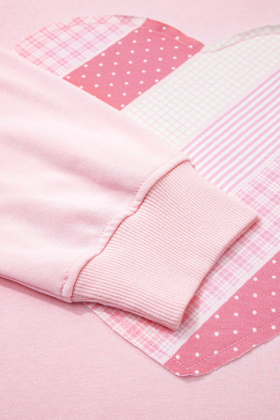 Light Pink Heart Quilt Patch Oversized Sweatshirt