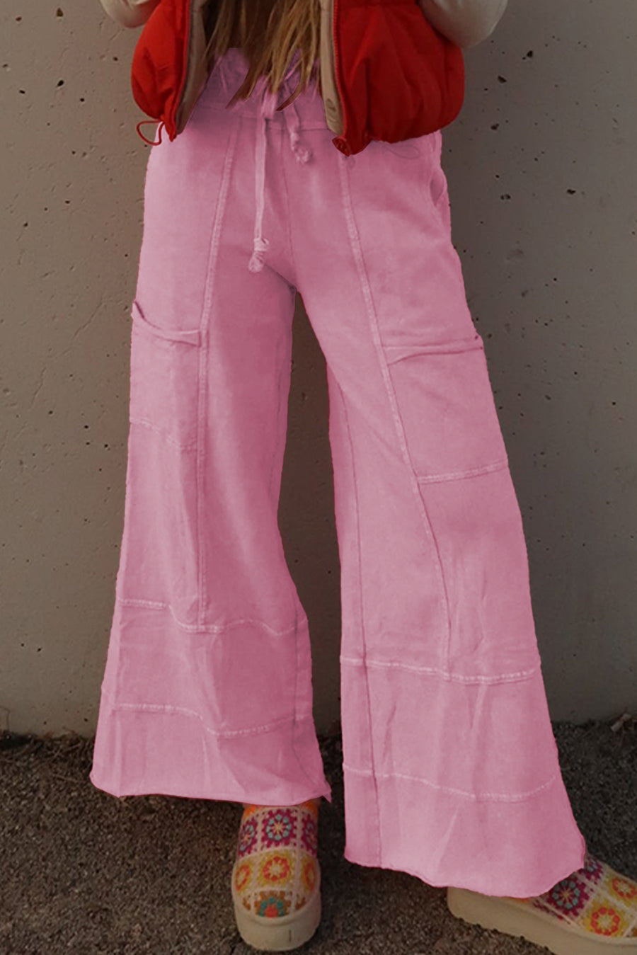 Mineral Wash Exposed Seam Wide Leg Cargo Pants- 3 Colors