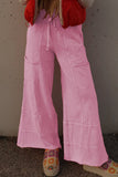 Mineral Wash Exposed Seam Wide Leg Cargo Pants- 3 Colors