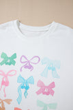 White & Pastel Bows Loose Fit Drop Sleeve Sweatshirt