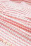 Light Pink Floral Trim Ribbon Drawstring Striped Casual Shorts