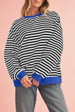 Striped Contrast Trim Oversized Sweatshirt- 4 Colors