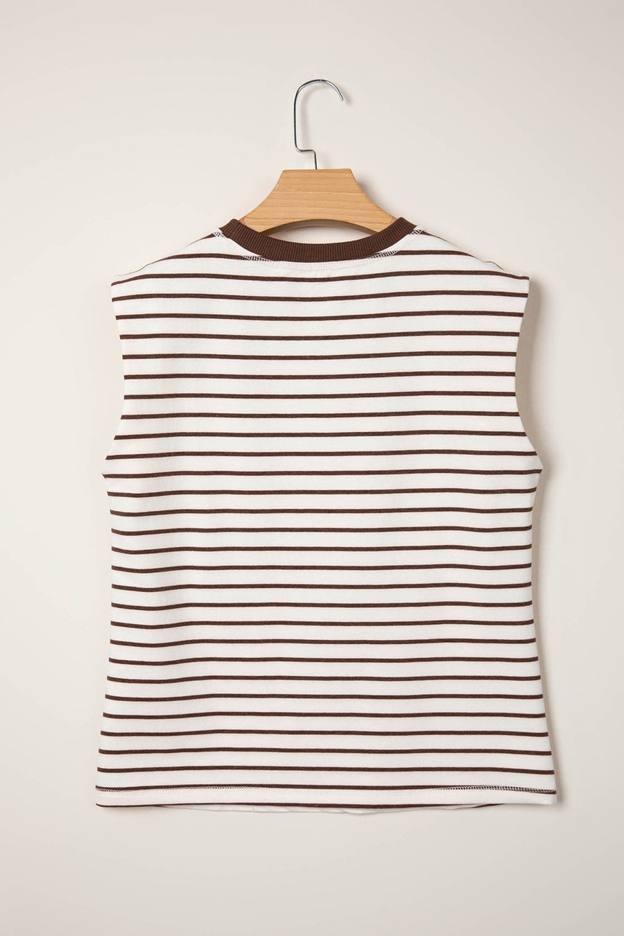 Striped Ribbed Crew Neck Muscle Tee- 2 Colors