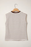Striped Ribbed Crew Neck Muscle Tee- 2 Colors