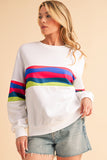 Green Multicolored Wavy Striped Crew Neck Long Sleeve Top- 2 Colors