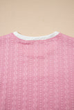 Contrast Trim Textured Crew Neck Top and Pocketed Skirt Set- 2 Colors