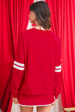 Varsity Striped Drop Shoulder Pullover Sweatshirt & Mini Skort Set- 6 Colors