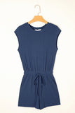 Cut-Out Back Drawstring Knit Romper- 2 Colors