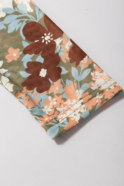 Orchid Petal Allover Floral Print Mesh Long Sleeve Top