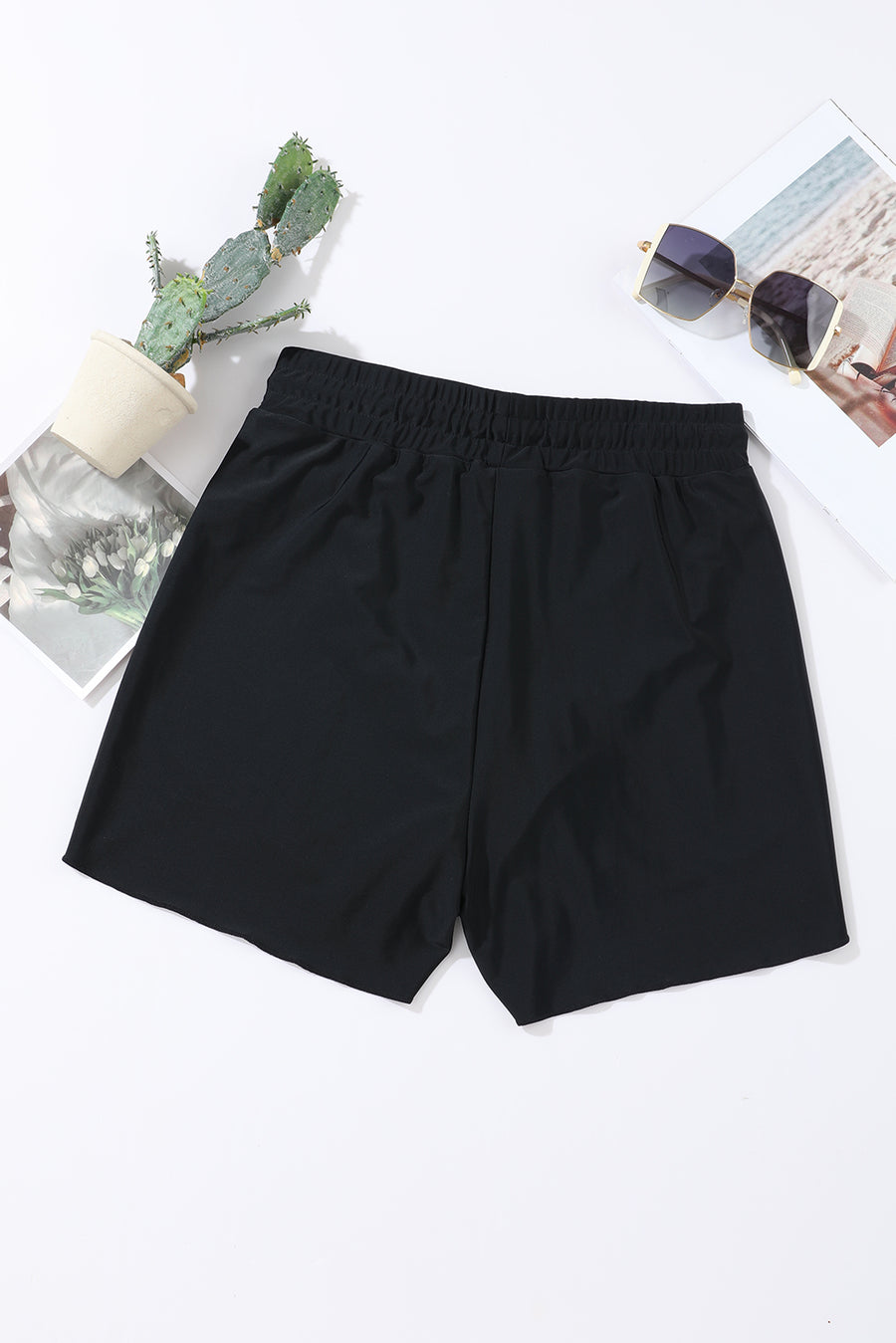 Drawstring Elastic Waist Built-In Brief Swim Shorts- 2 Colors