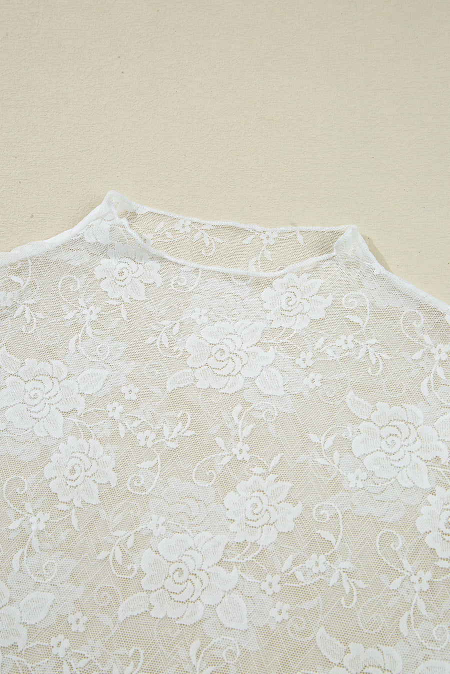 Floral Mock Neck Lace Long Sleeve Mesh  Top- 2 Colors