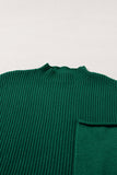 Green Pocket Ribbed Knit Short Sleeve Sweater- 9 Colors