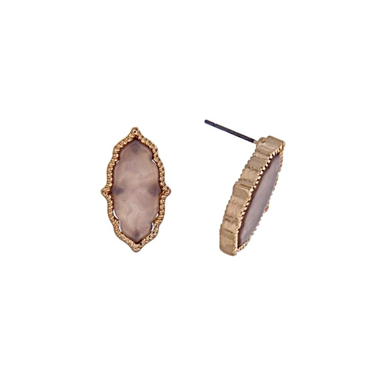 Gold Tone Moroccan Studs- Gray