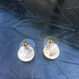 Gold Tone Stone Halo Post Earrings- Turquoise