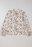 Leopard Print Mock Neck Long Sleeve Pleated Blouse- 2 Colors