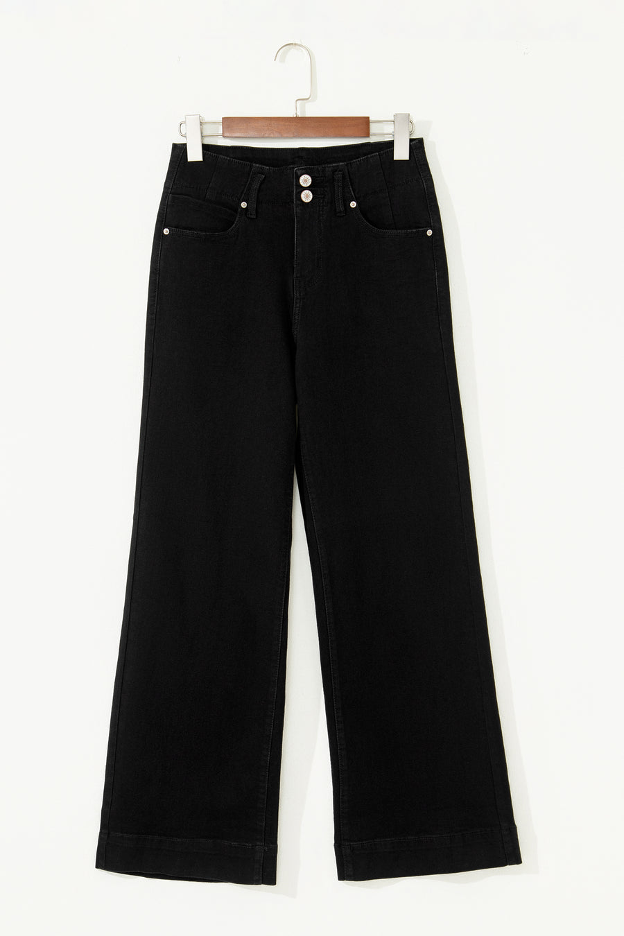 2-Button High Waist Wide Leg Jeans- 4 Colors