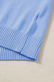Ribbed Trim Crew Neck Ruffled Short Sleeve Sweater- 3 Colors