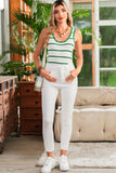 Scalloped Edge Striped Ribbed Tank Top- 2 Colors